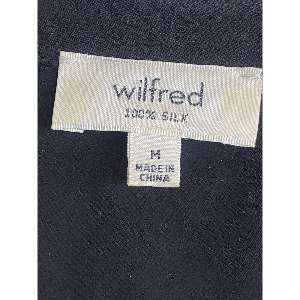 Wilfred Mini Dress Womens M Black 100% Silk Long Sleeve Button Career LBD - Picture 6 of 10